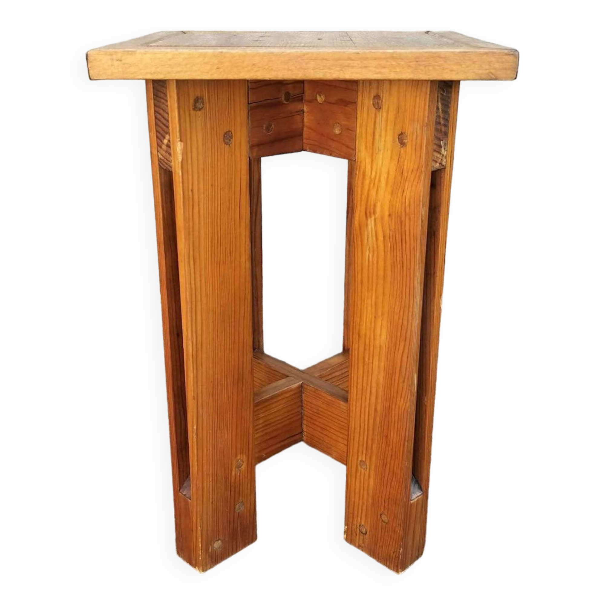 Vintage solid pine stool