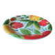 Quadrifoglio dish. Italian. Fruit and flower decoration. Shimmering colors.