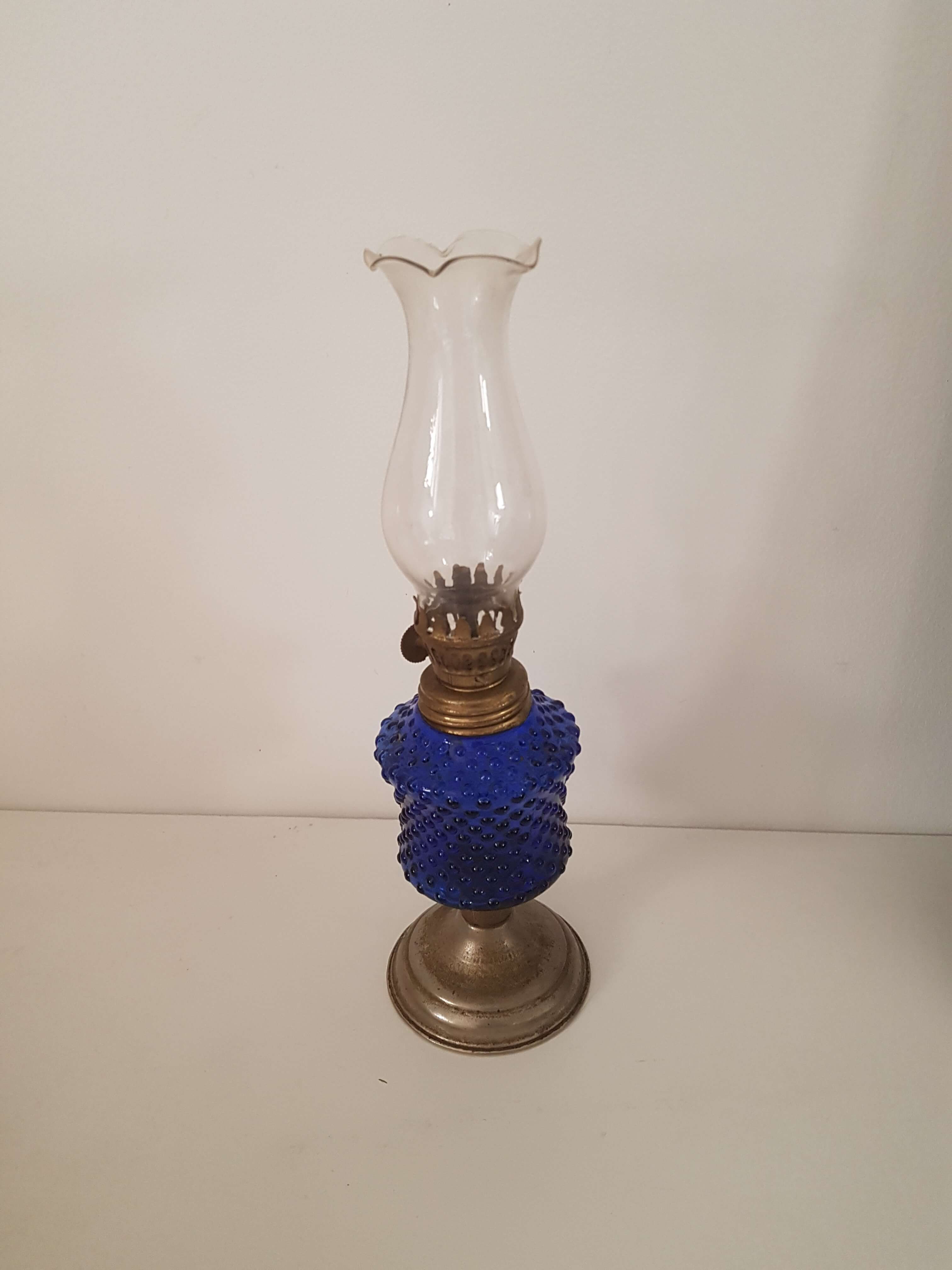 Old oil lamp blue glass