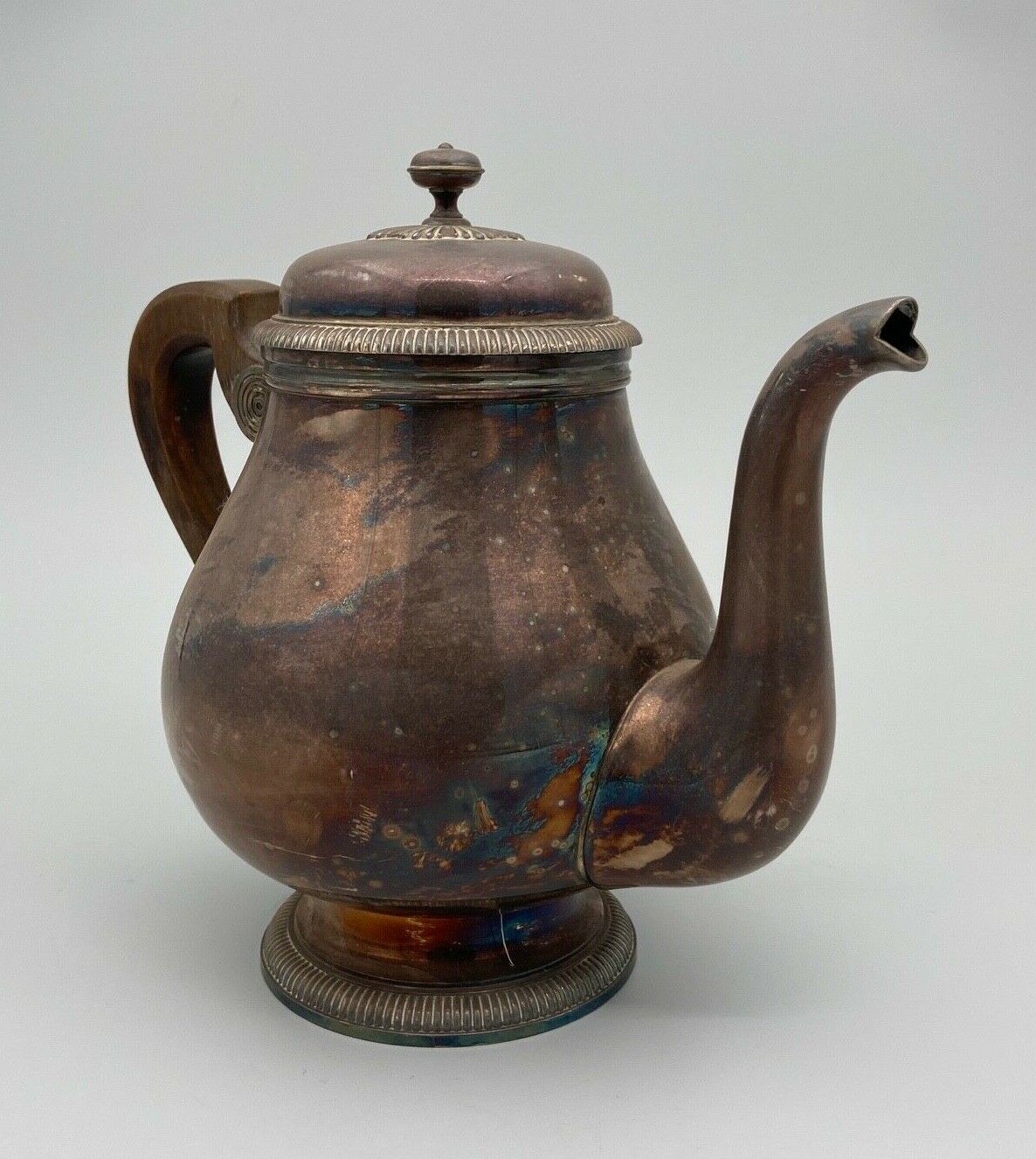 Theiere ou verseuse gallia christofle en metal argente prise bois france