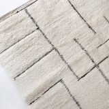 Moroccan Berber carpet blessed ouarain ecru with black patterns engraved 290x202cm