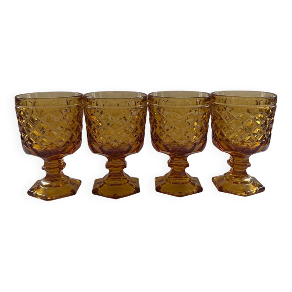 Série de 4 verres diamant ambre