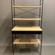 Bibliothèque modulable et tabouret en métal noir et hêtre, 1960