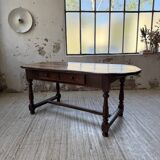 19th century oval solid oak table