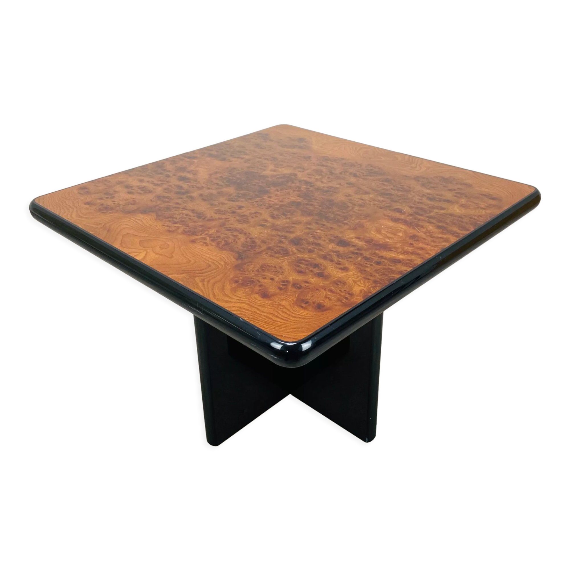 Table d'appoint bout de canapé années 70 en loupe d'orme