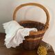 Two-tone wicker round basket from the 1980s.
