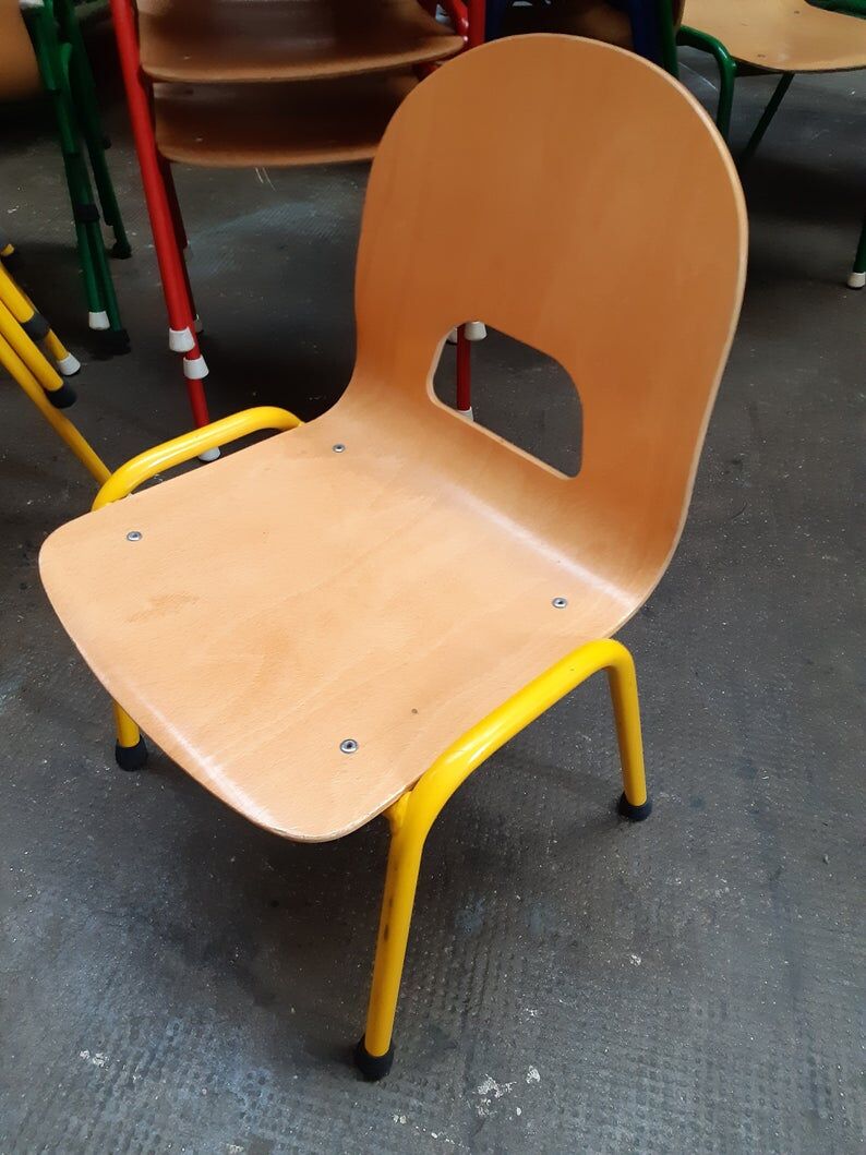 Vintage school children's chair 1970 wood