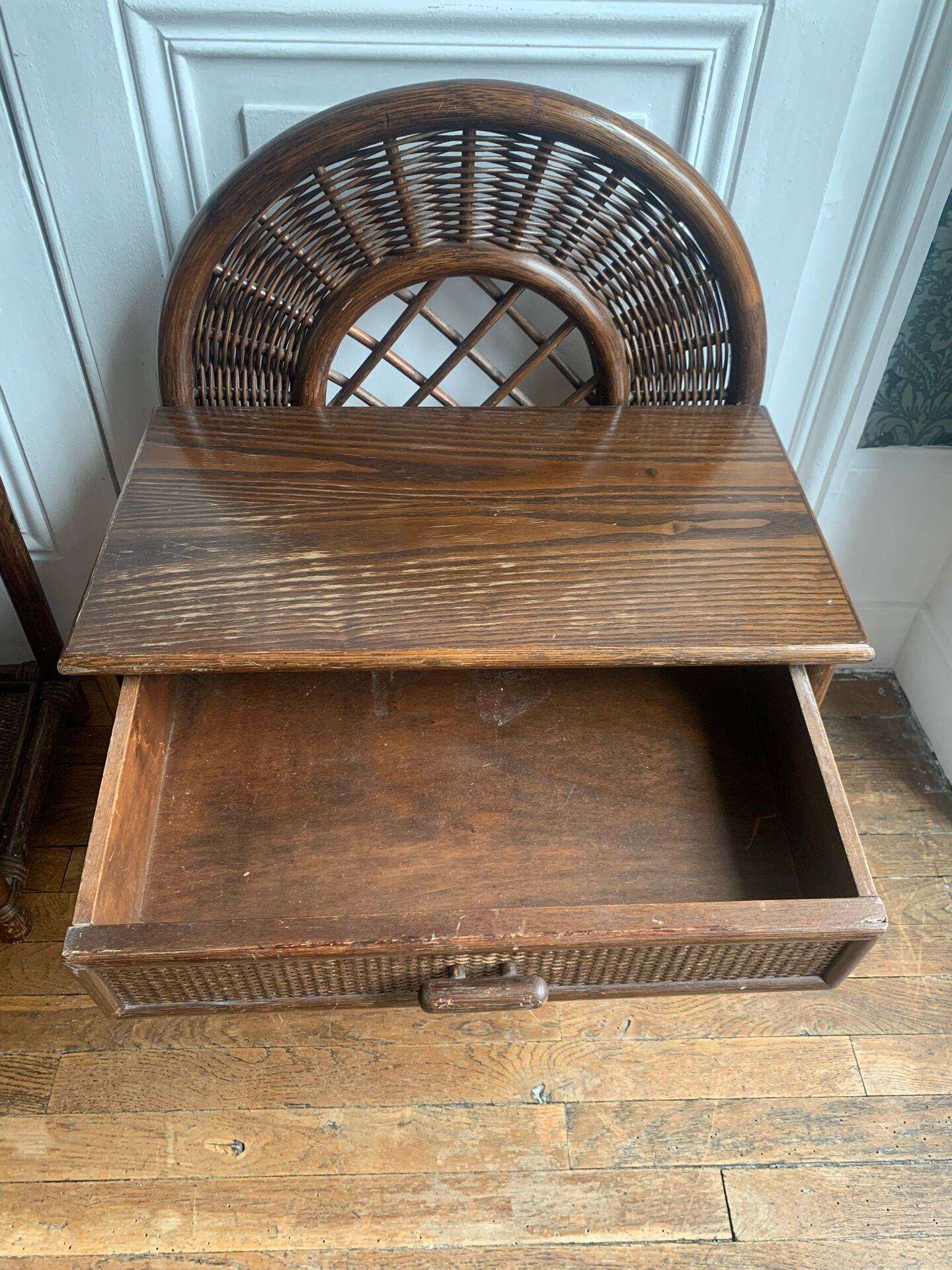 Pair of rattan bedside tables