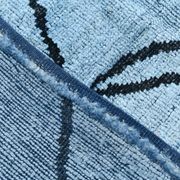 Sky Blue Wool Rug, Modern Handmade Designer Vintage Carpet, 213x281 Cm