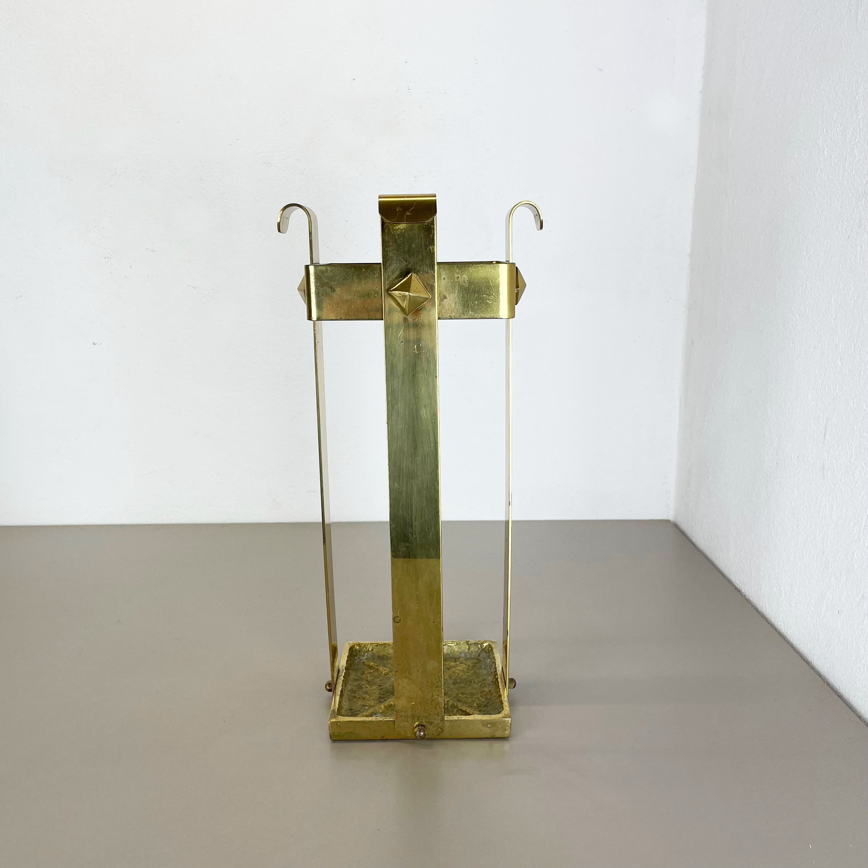 Original Hollywood Regency Solid Brass 3,3kg Umbrella Stand, Italy, 1970s