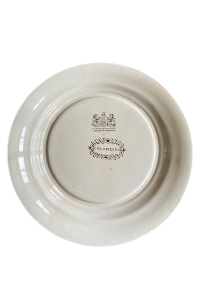 English earthenware plate floral decoration Colandine - F. Primavesi & Son