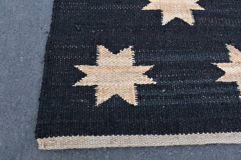 Handwoven wool and jute rug