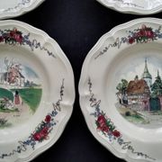 Set of 6 hollow plates in faience of Sarreguemines model Obernai