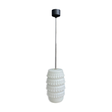 White glass Brutalis pendant lamp 1960s