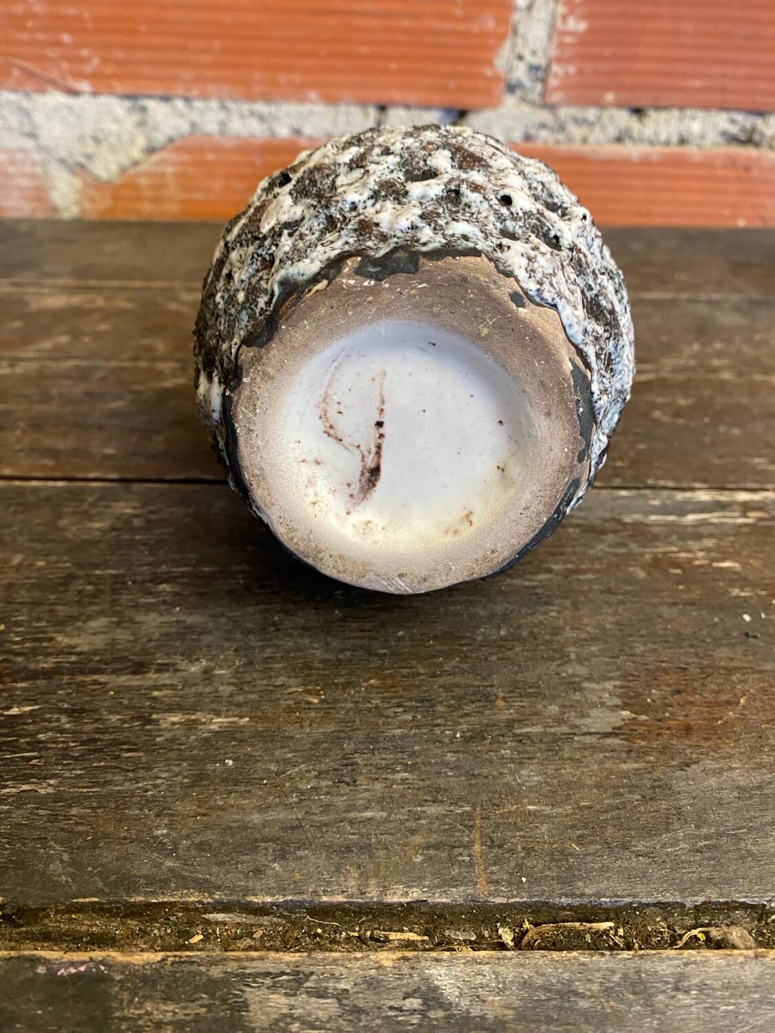 Old pitcher annette roux fat lava ceramics grey & bubbles