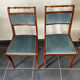Classic wooden chair with blue fabric seat and back