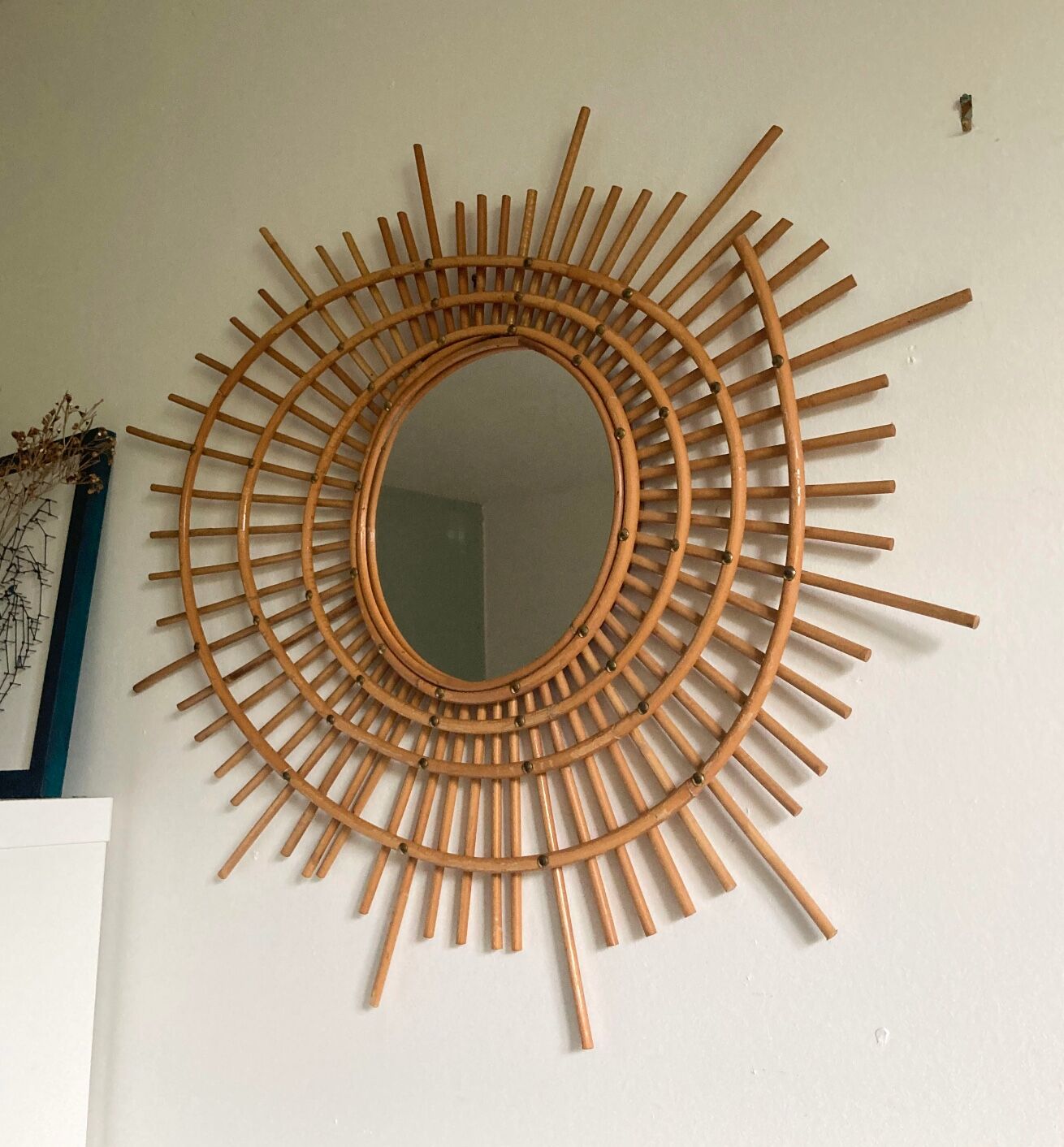 Vintage ortf rattan mirror