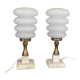 Pair of Art Deco marble and opaline lamps