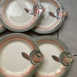 Set of 6 Digoin Sarreguemines fish plates