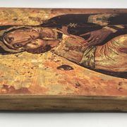 Religious ICON of the Virgin Vladimir Holy Theotokos on wooden support