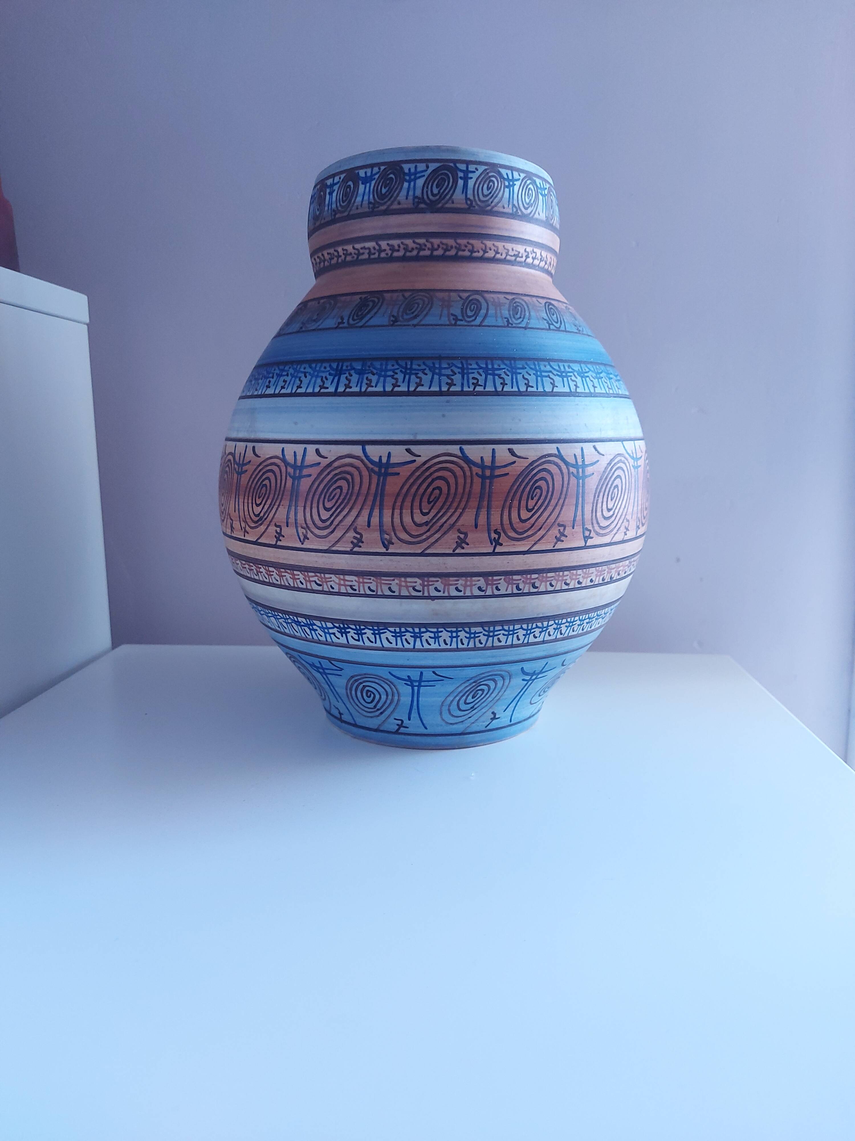 Ceramic vase vallauris lb, l bacculini