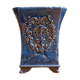 Vase en céramique bleu craquelée