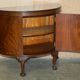 Antique Half-Moon Buffet in Flamed Hardwood, Cluster and Ball Legs, Restored