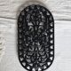 Vintage black cast iron oval trivet - Openwork design