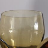 4 old amber colored glasses