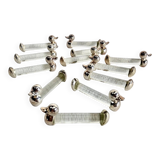 12 silver-plated metal duck knife rests with crystal.