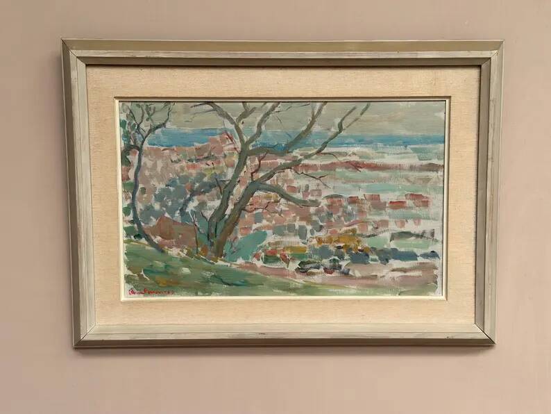 Original Swedish Oil on Canvas – “Landscape” by Rune Persson – Signed – Vintage & Framed – 46 × 65 cm (18.1" × 25.6")