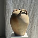 Very large beige jar with 2 handles H49