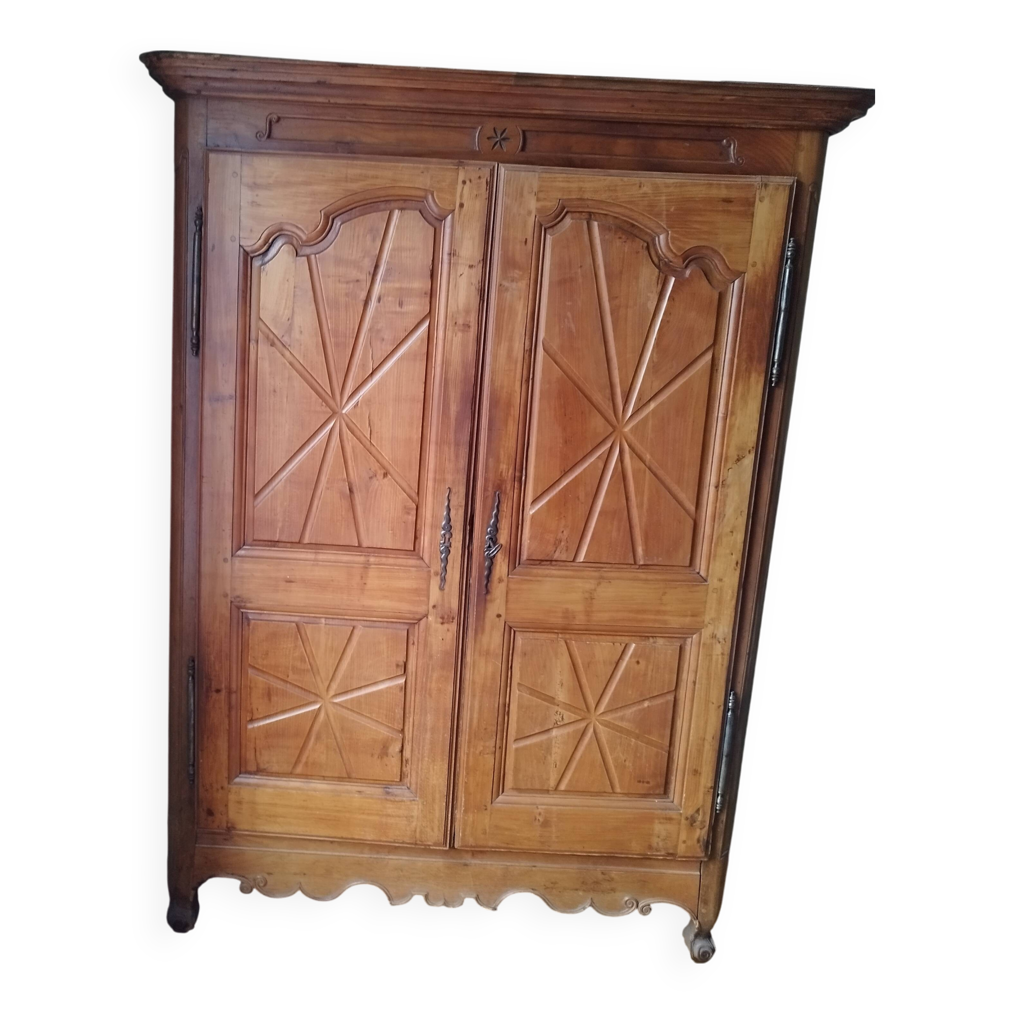 18th century fruitwood cabinet with original inscription