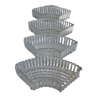 Set of 4 molded glass bowls from the 1940s and 1950s