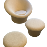 Armchair and 2 ottomans 'Mushroom n°560' by Pierre Paulin 1959, old edition 1960