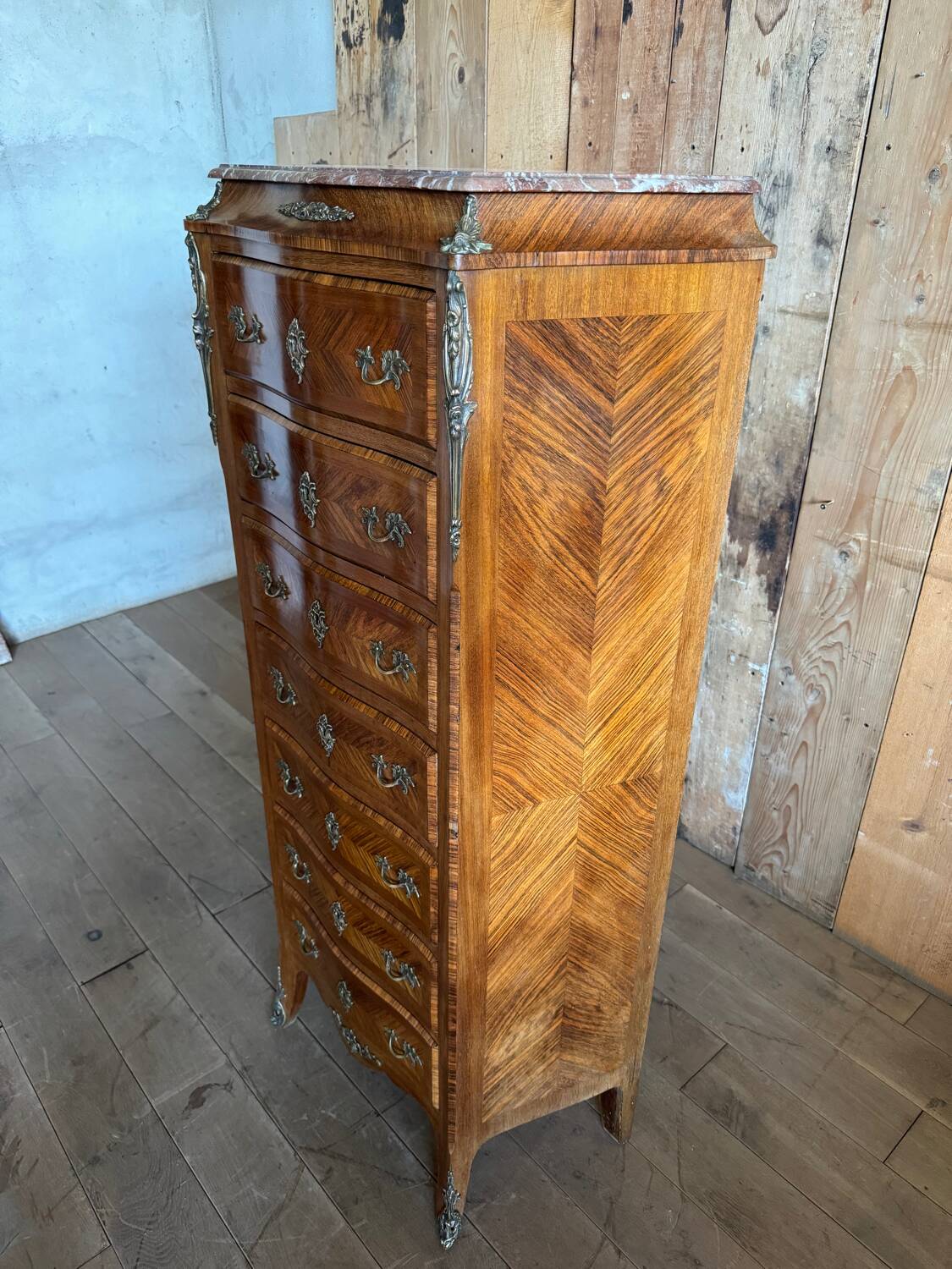 Louis XV style marquetry chest of drawers