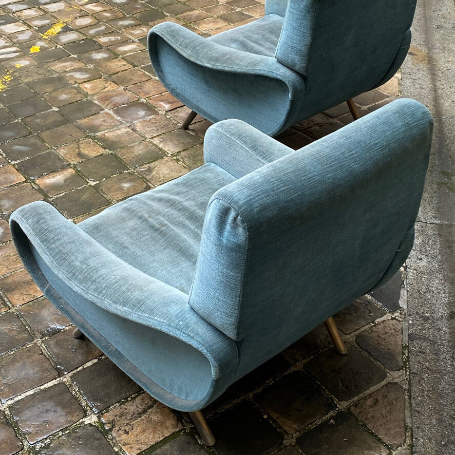 Pair of lady armchairs by Marco Zanuso for Arflex