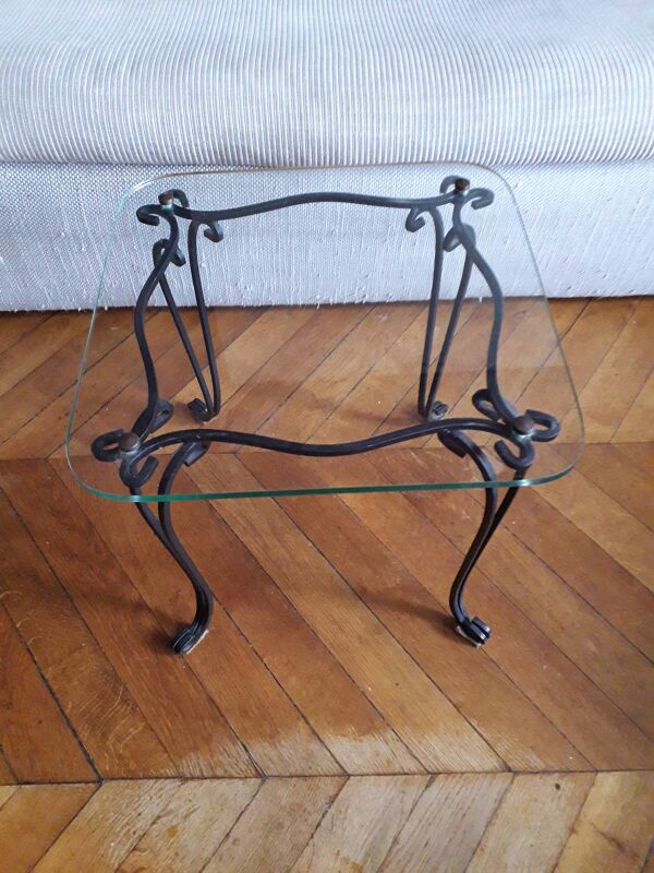 Table basse des années 50 en fer forgé