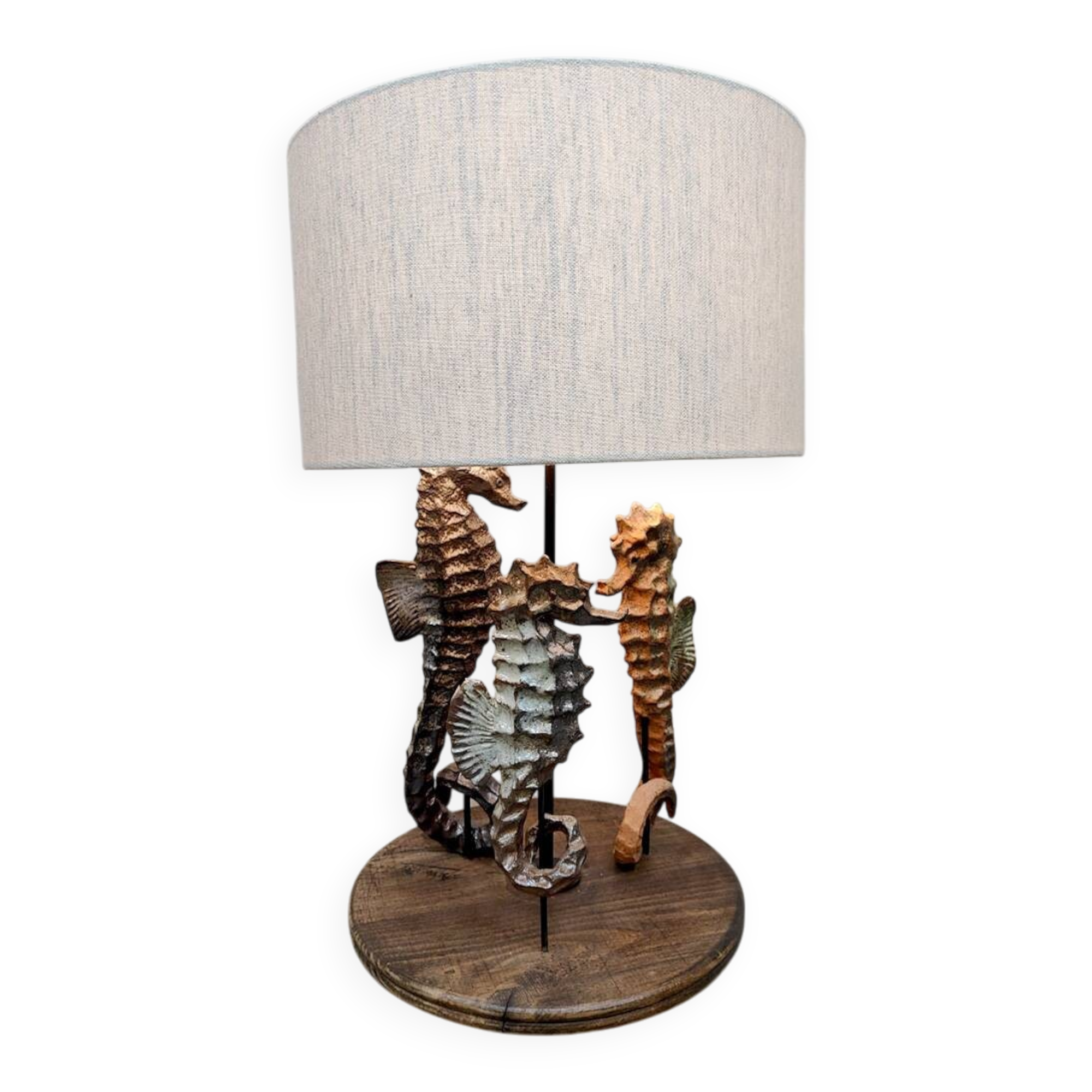 Vintage ceramic seahorse table lamp 'Sea spirit'