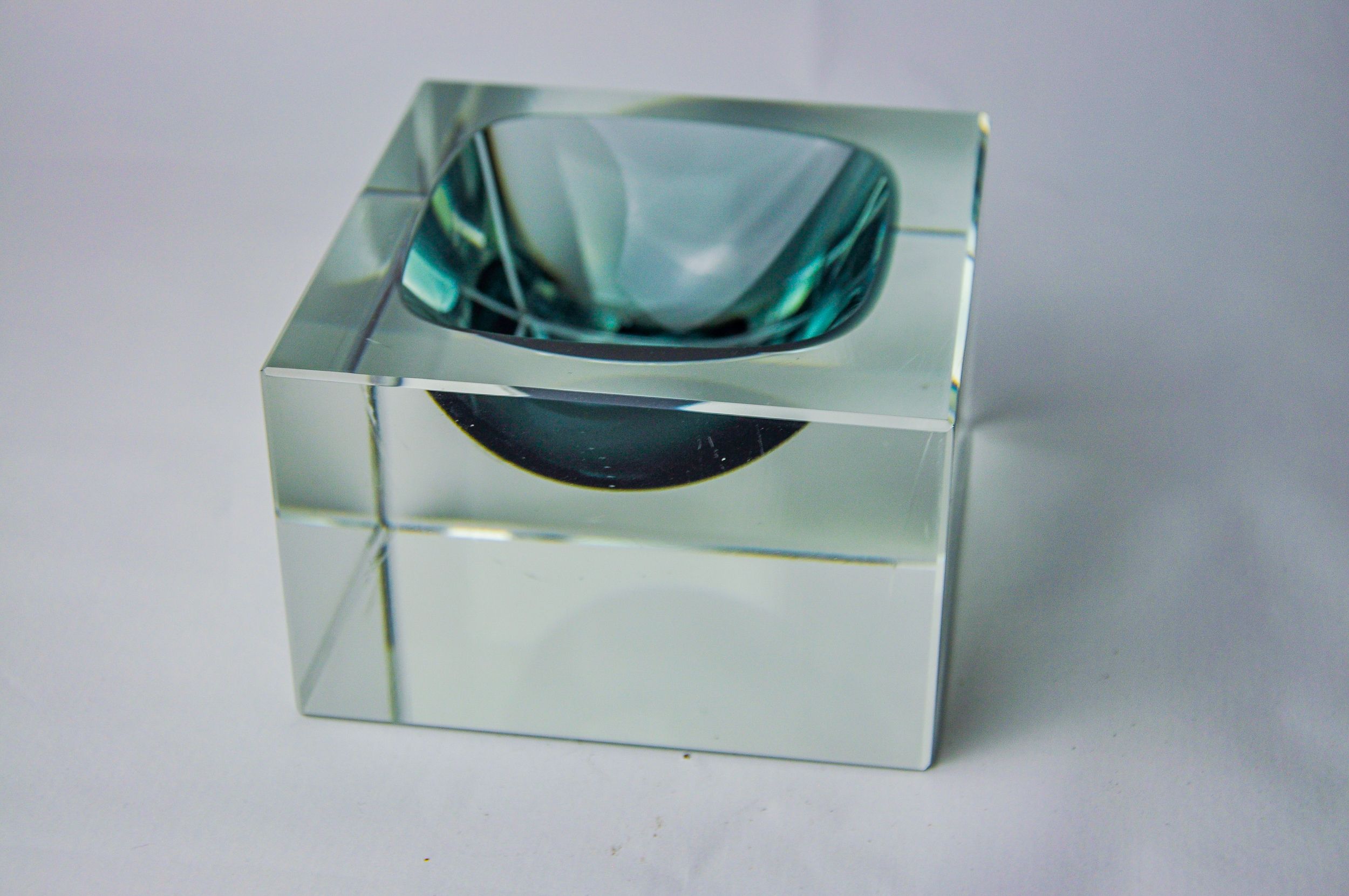 Ashtray Sommerso cubic gray by Seguso, Murano, Italy, 1970