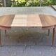 Round extendable dining table Louis XVI stripped in walnut 1960 190cm
