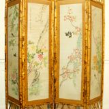 Asian bamboo screen, painted rice straw