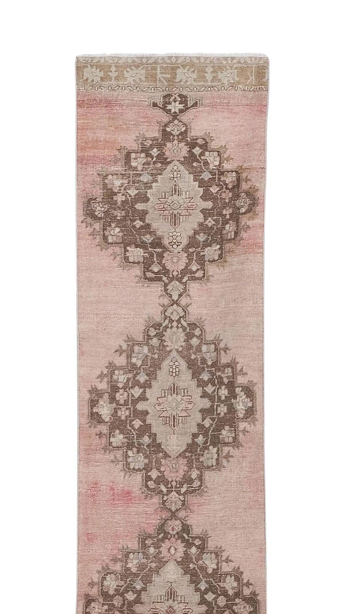Vintage Turkish hallway rug 91x667 cm