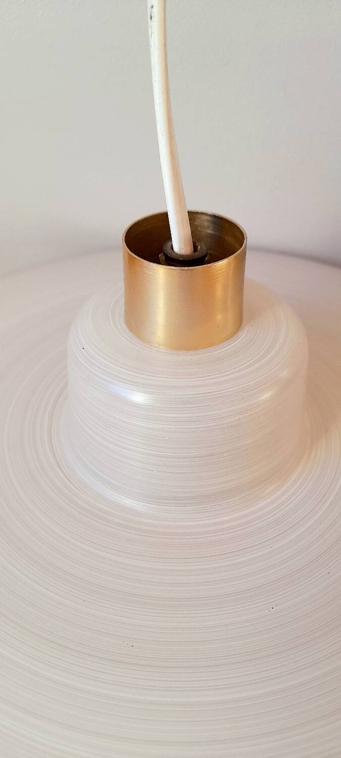 Silkscreened glass pendant light, 1950.