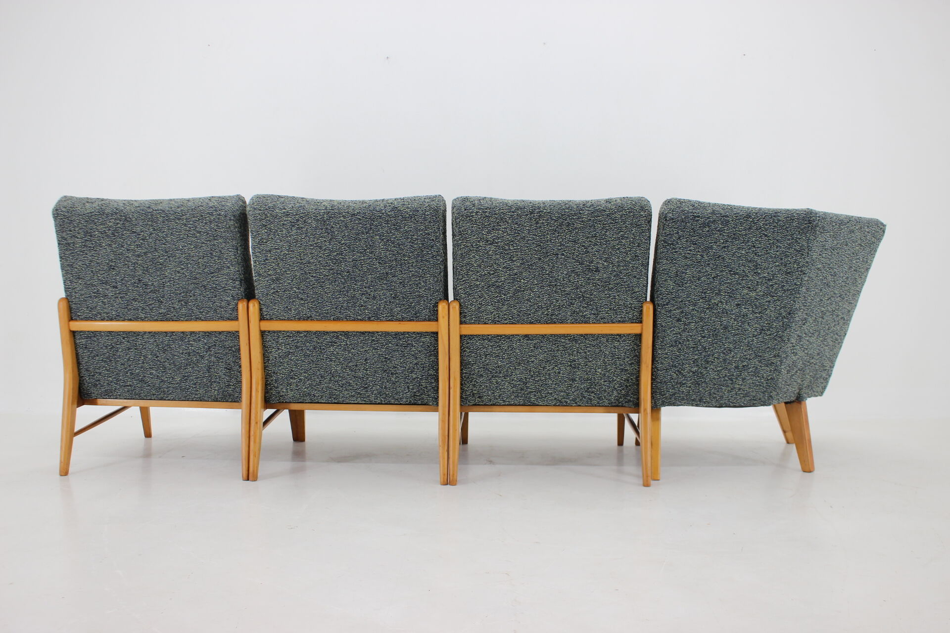 Fauteuils modulaires des années 1970 en bois de hêtre et tissu Kirgby, Tchécoslovaquie