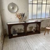Oak console with white marble top 1970