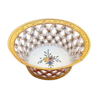 Openwork basket Faience Malicorne (Sarthe) TE Tessier Emile (1887-1971)