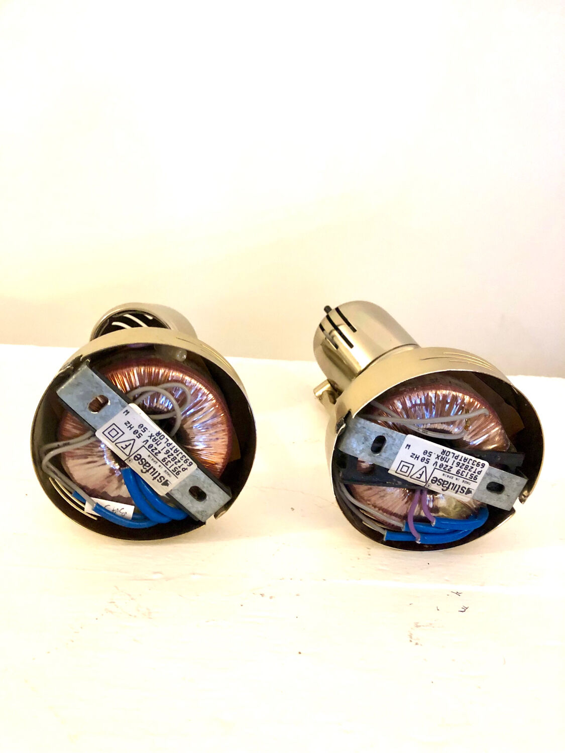 Vintage Fase adjustable wall lights in gold metal.