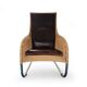 2 x Chaise longue lourde en rotin / cuir marron années 1990 Très bon état