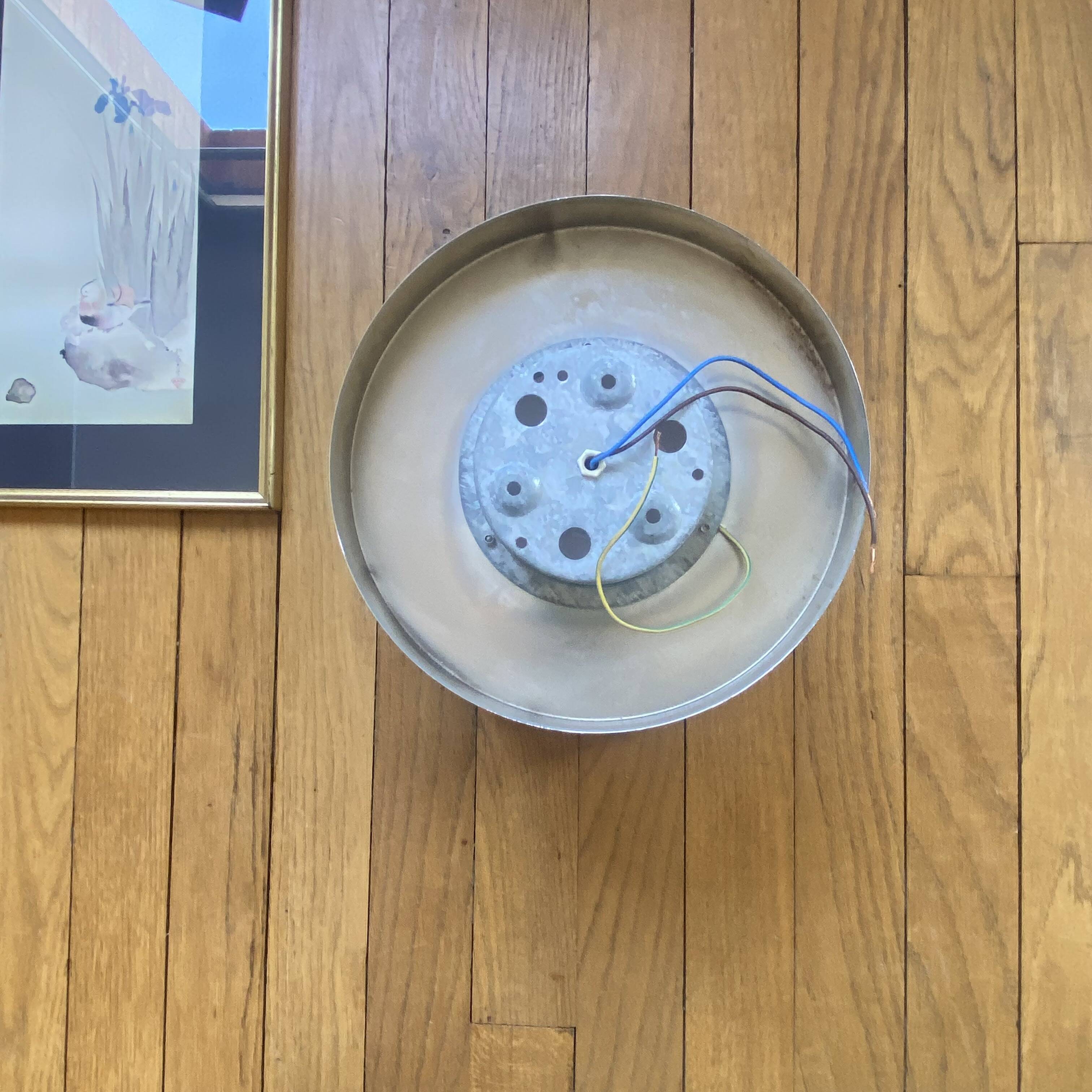 Wall light or semi-spherical ceiling light in white opal glass with a rose.